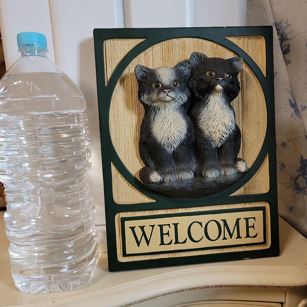 90's　猫の立体的レリーフ　壁掛けアート作品　米国　ビックスカイカーバーズ