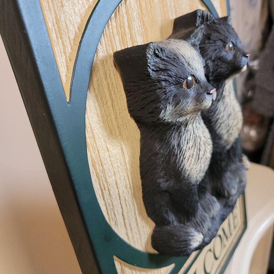 90's　猫の立体的レリーフ　壁掛けアート作品　米国　ビックスカイカーバーズ