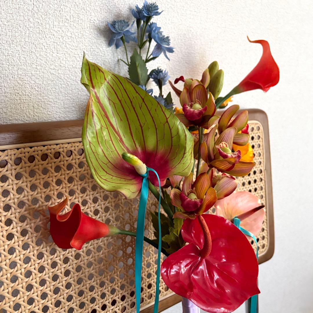 カラフル　造花　ウェディングブーケ　アーティフィシャルフラワー