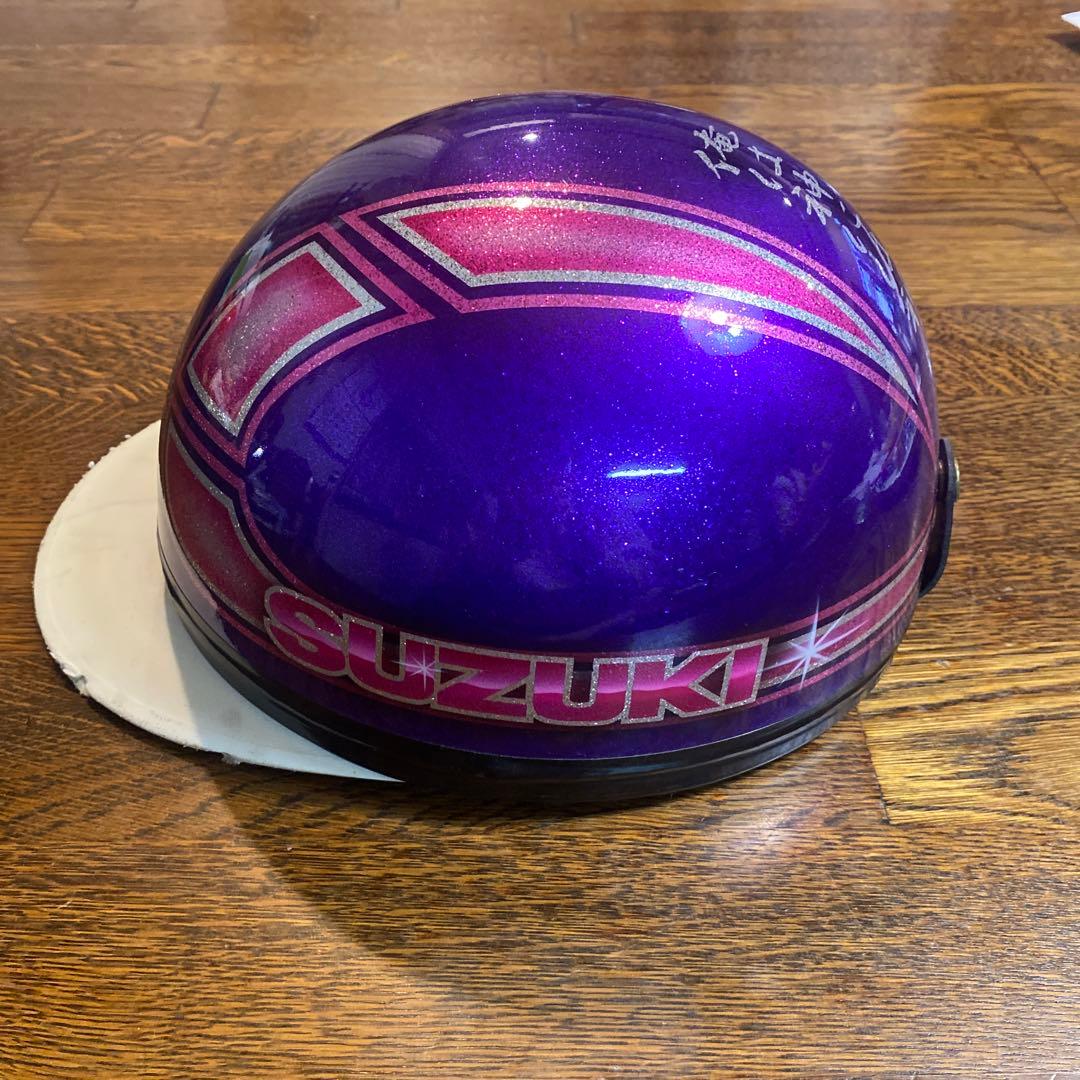 SUZUKI 半帽 紫 グラデーションデザイン　ラメ入り　半コルク