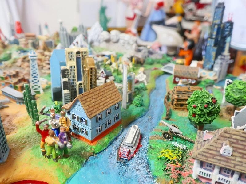 爆レア★アメリカ合衆国の立体 ダンバリーミント 東海岸～西海岸ランドマークが配置