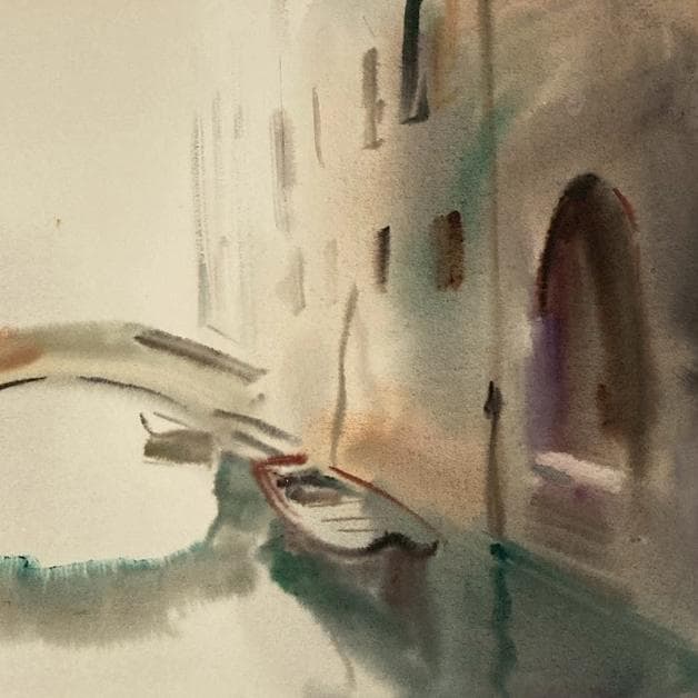 カルロ・ルヴァニャン｜べニス・フラーリ運河｜水彩画｜原画｜20世紀アンティーク品