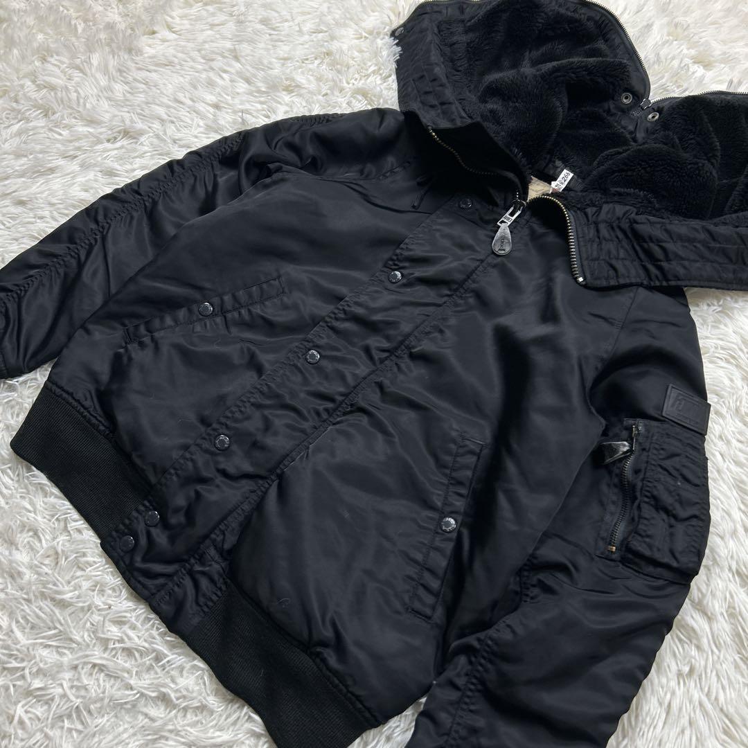 希少　アヴィレックス　N-2B 黒　ブラック　短丈　フライトジャケット　L