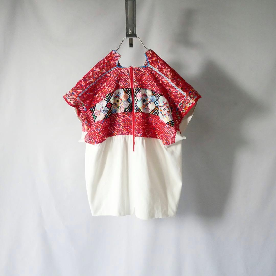 Vintage ヴィンテージ　メキシコ刺繍　マヤ民族　トップス　チュニック　古着
