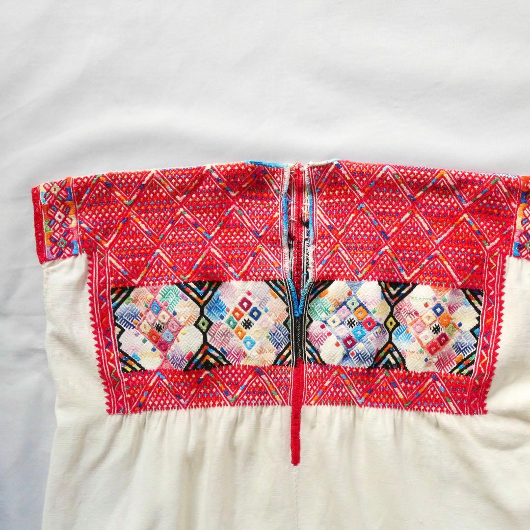 Vintage ヴィンテージ　メキシコ刺繍　マヤ民族　トップス　チュニック　古着