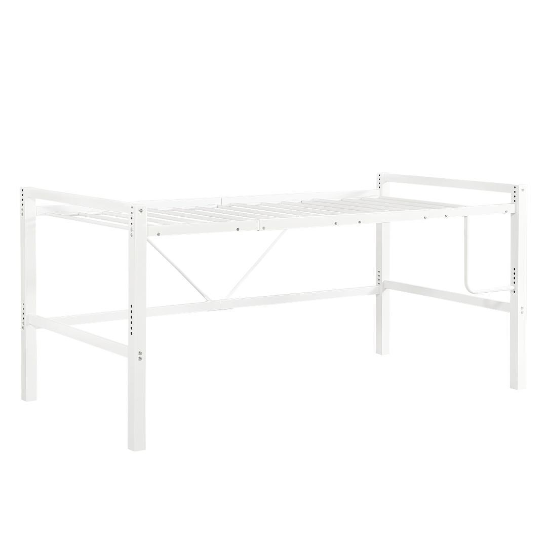 ロフトベッド【セミダブル】　省スペース　高さ調節可能　一人暮らし　WHITE