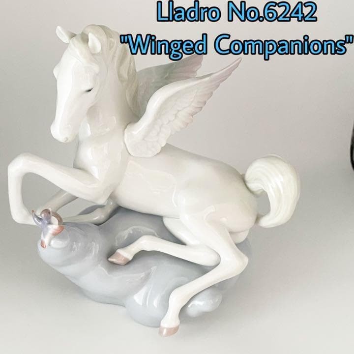 【海外限定】 リアドロ Lladro No.6242 小鳥と遊ぶペガサス 陶磁器