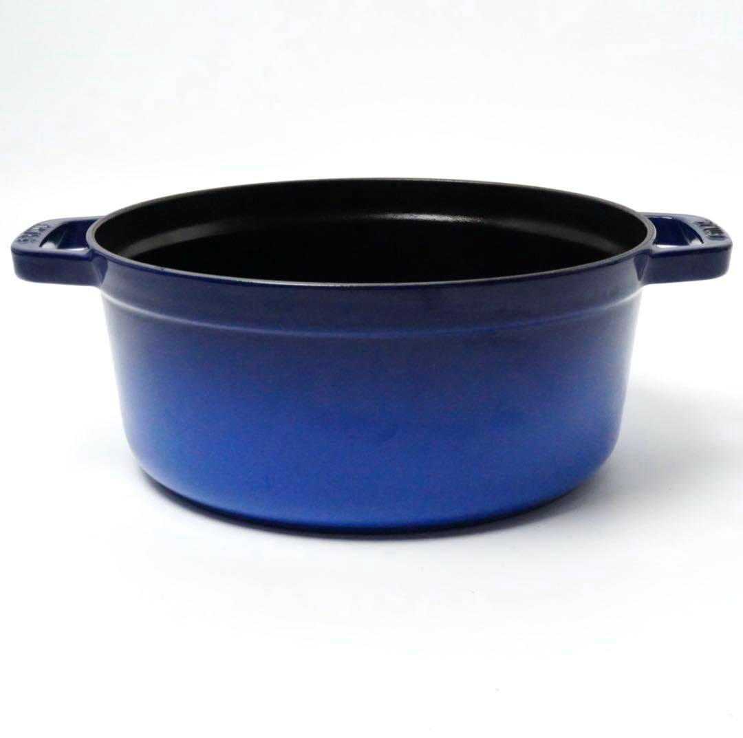【美品】ストウブ staub ピコココット ラウンド 24cm ロイヤルブルー