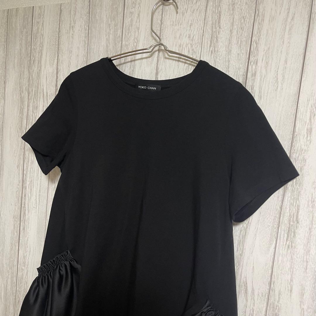 p*u様 puu　ヨーコチャン 半袖 フリルブラウス ブラック サイズ38