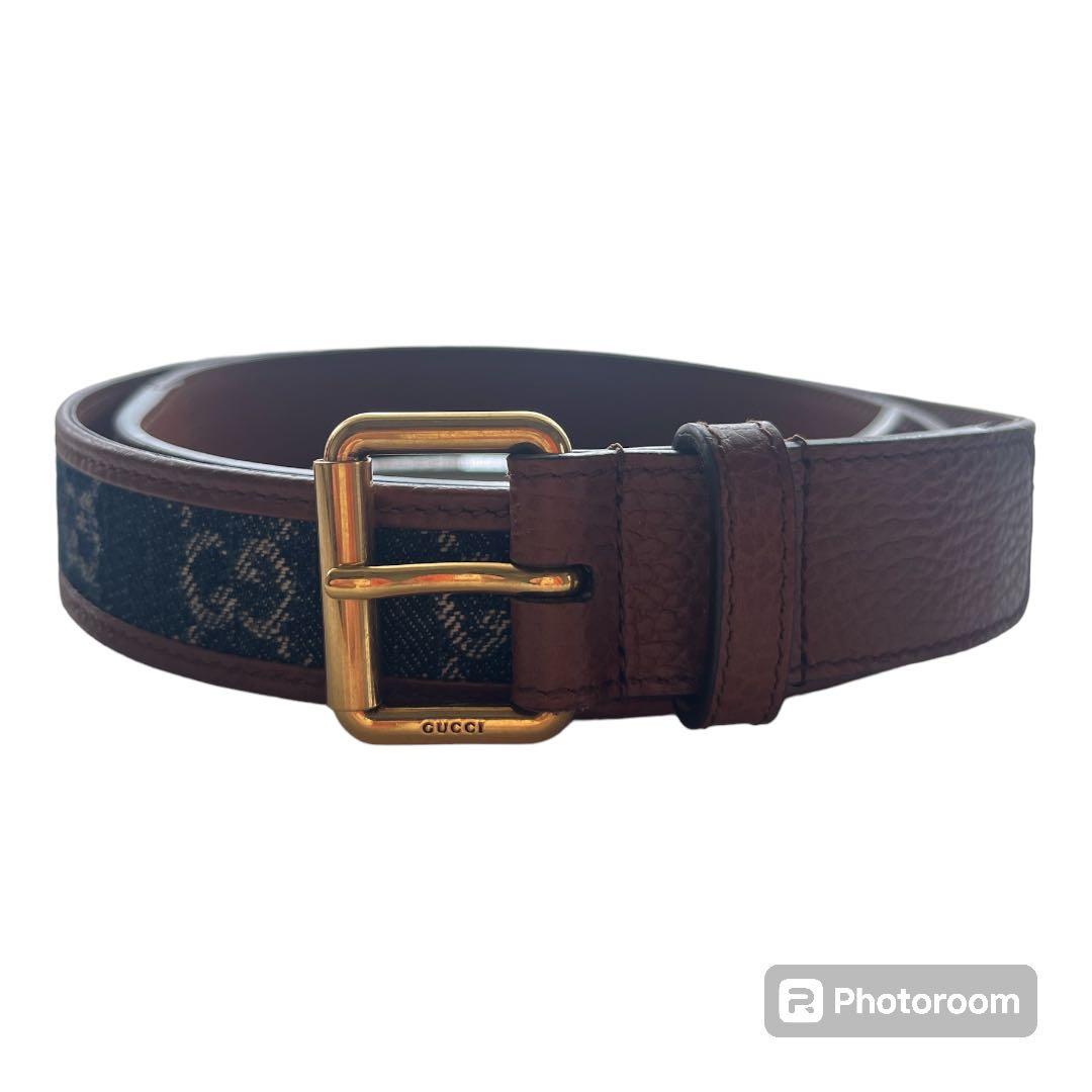 小物 takashiGUCCI Denim & Leather Belt