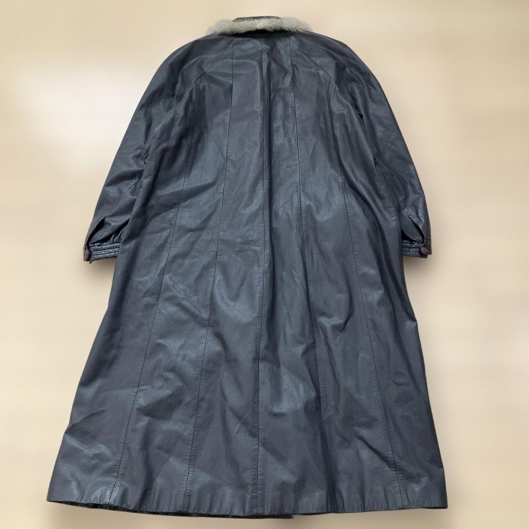 11.13 partna パルティナ ミンクファー使いレザーコート グレー 11