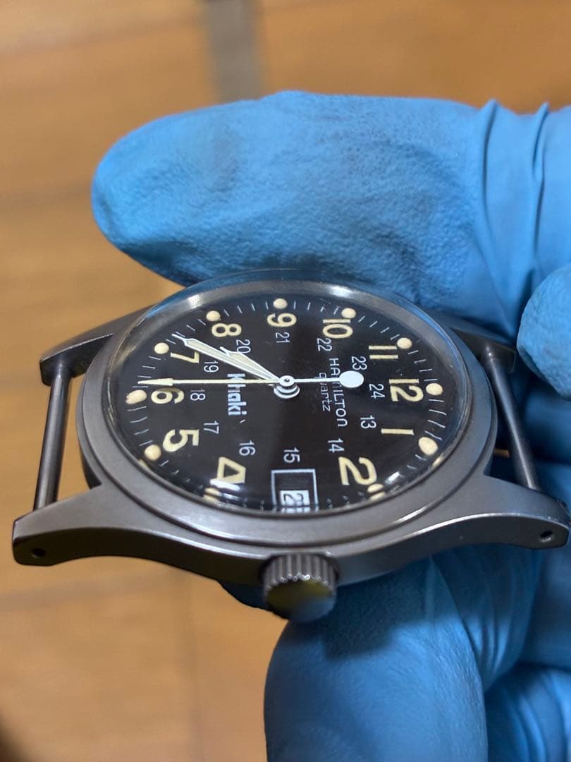 HAMILTON カーキ 9797 クォーツ 黒文字盤 電池交換済み 可動品