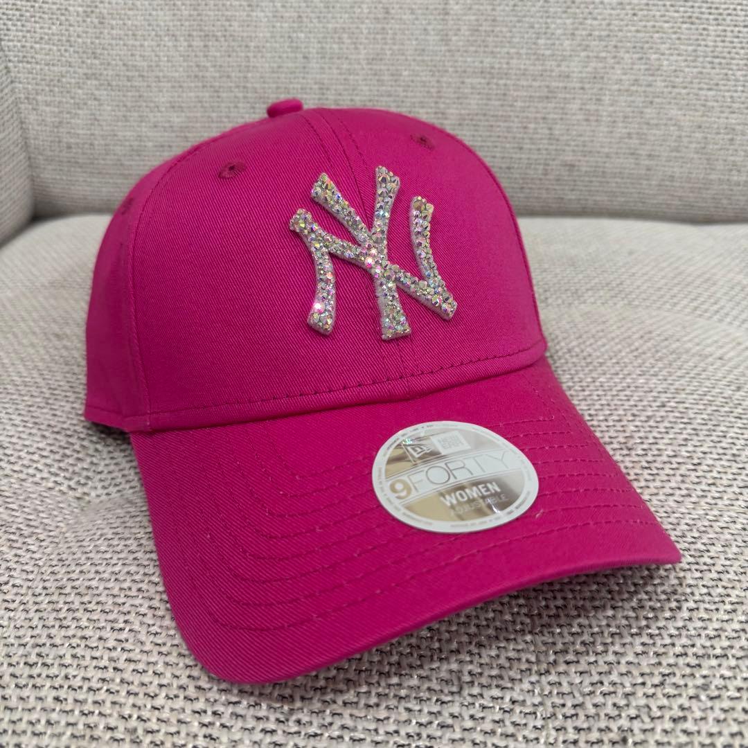 Peach様 ニューエラ キャップ コーラルピンク ストーン デコ