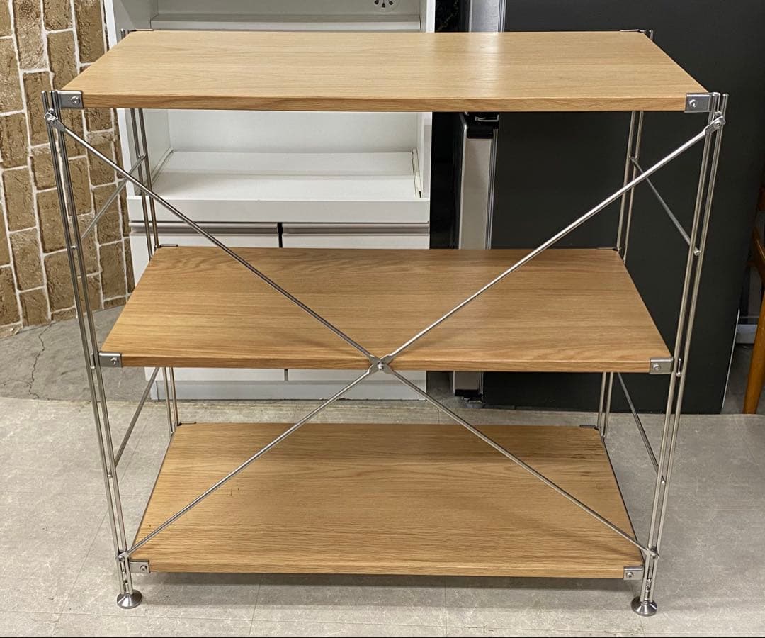 MUJI 無印良品 ステンレスユニットシェルフ オーク材 ワイド 小 札幌