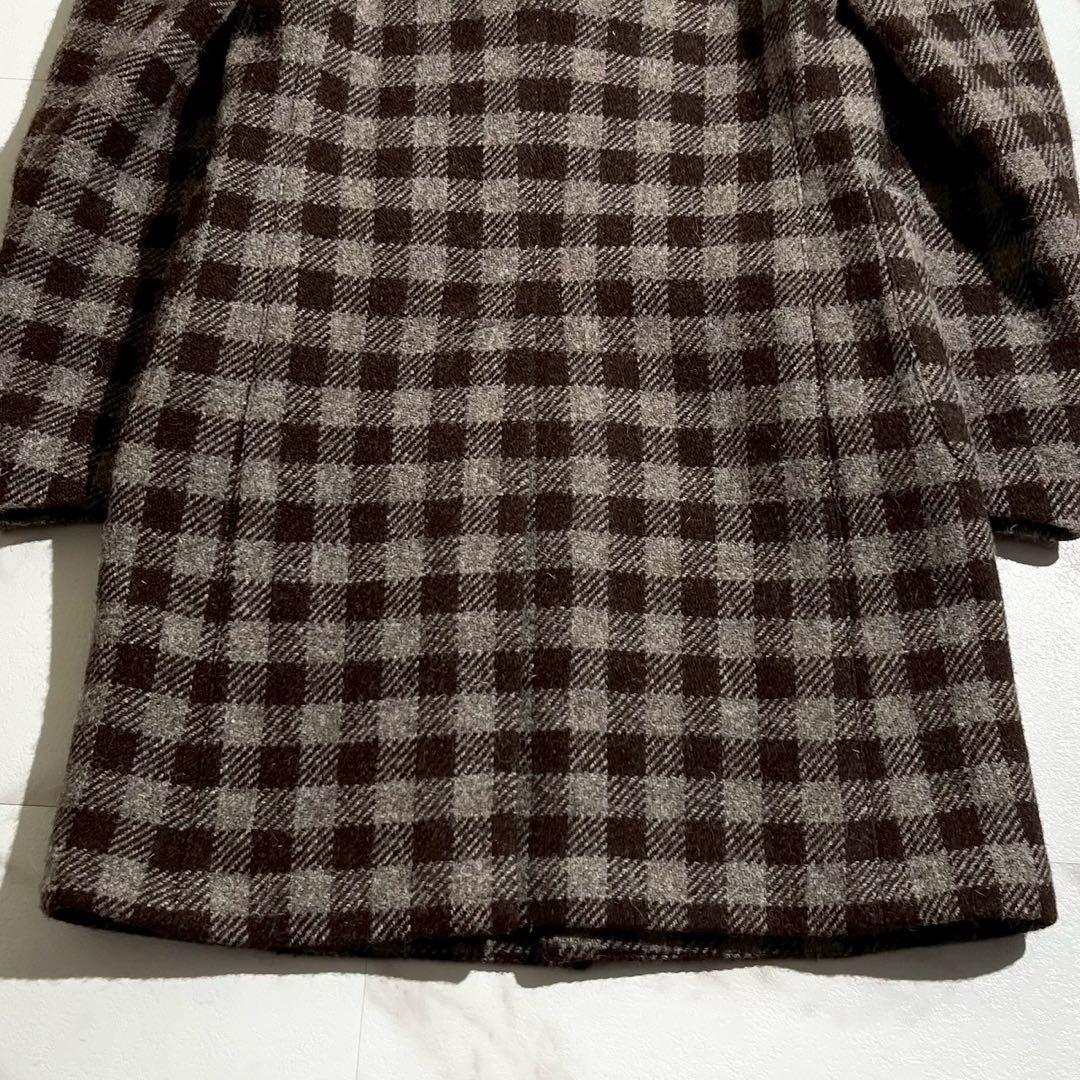 極美品 ラルディーニ チェスターコート ブートニエール チェック柄 【80】