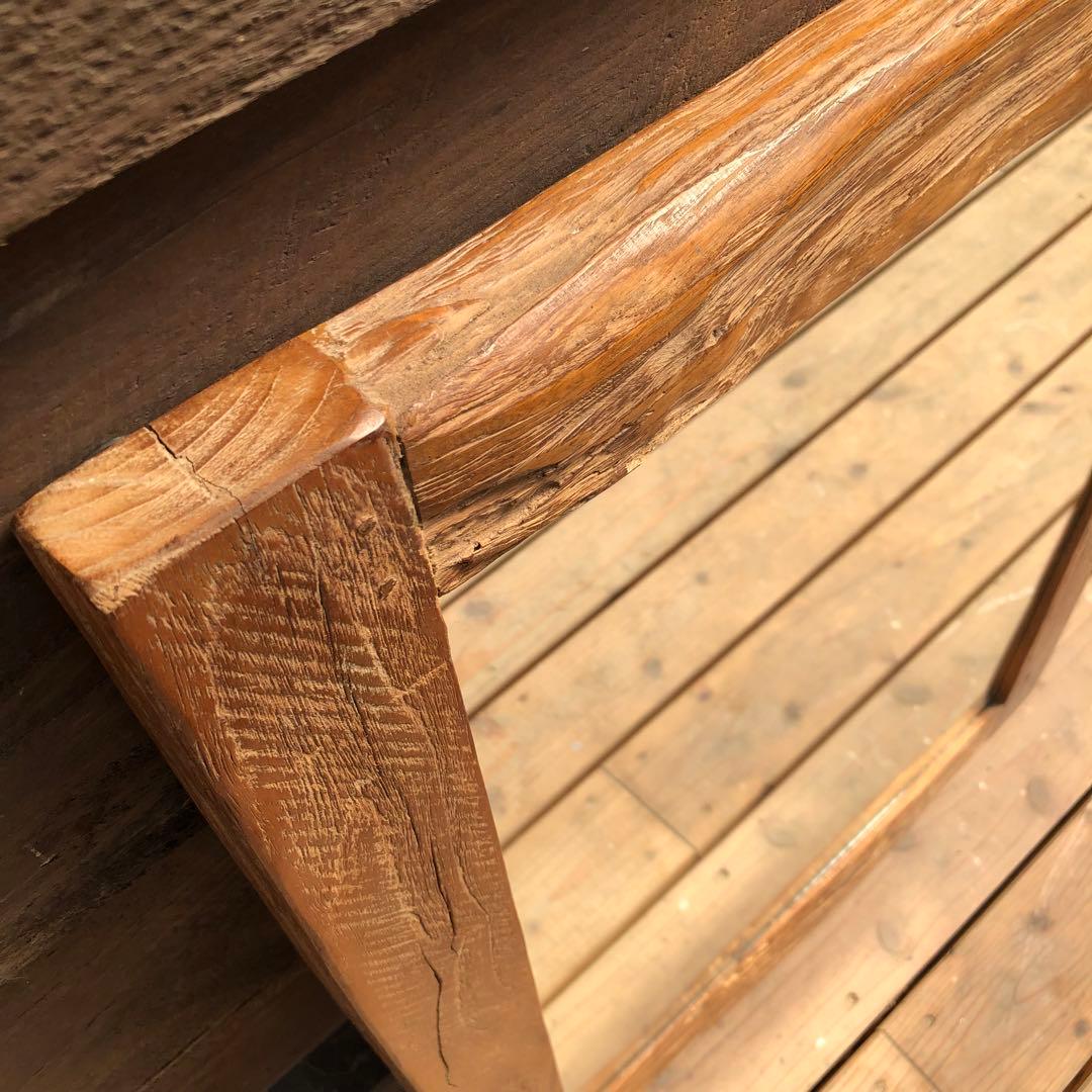 オールドチーク材の壁掛け鏡 80cm&60cm 2枚セット 無垢木製フレーム