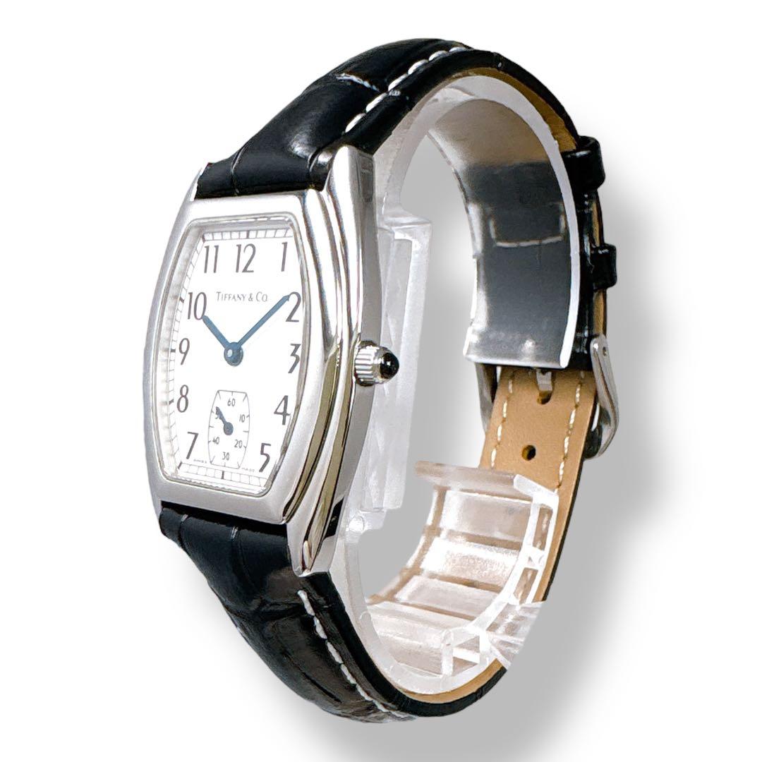 ティファニー クラシック トノー スモセコ 革ベルト ホワイト レディース 時計