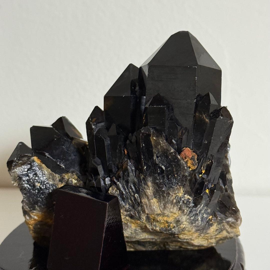 黒水晶 モリオン クラスター 台座付 漆黒 コンゴ産 原石 天然石 魔除け