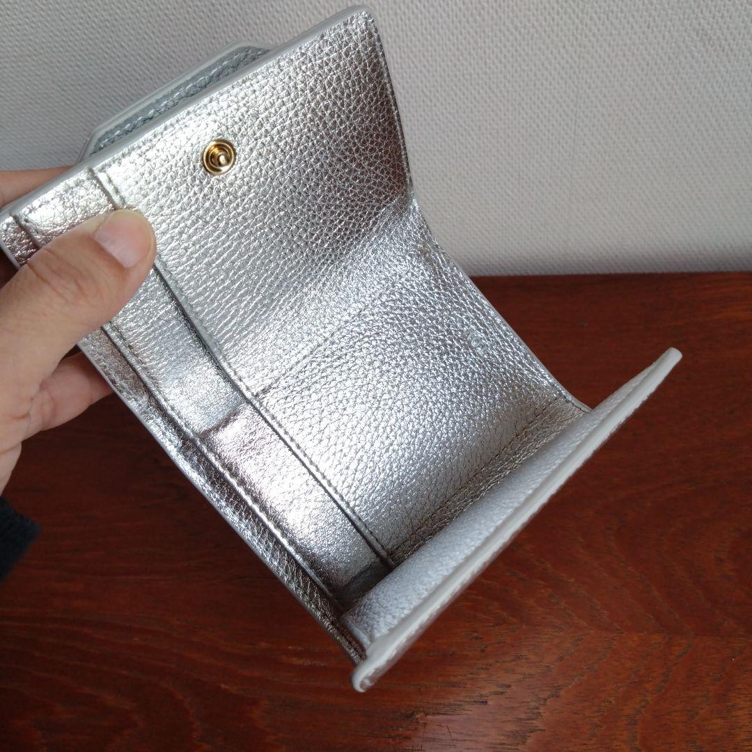 TOV　トーヴ　リボンデザイン　三つ折り財布　ミニウォレット　シルバー　イエナ