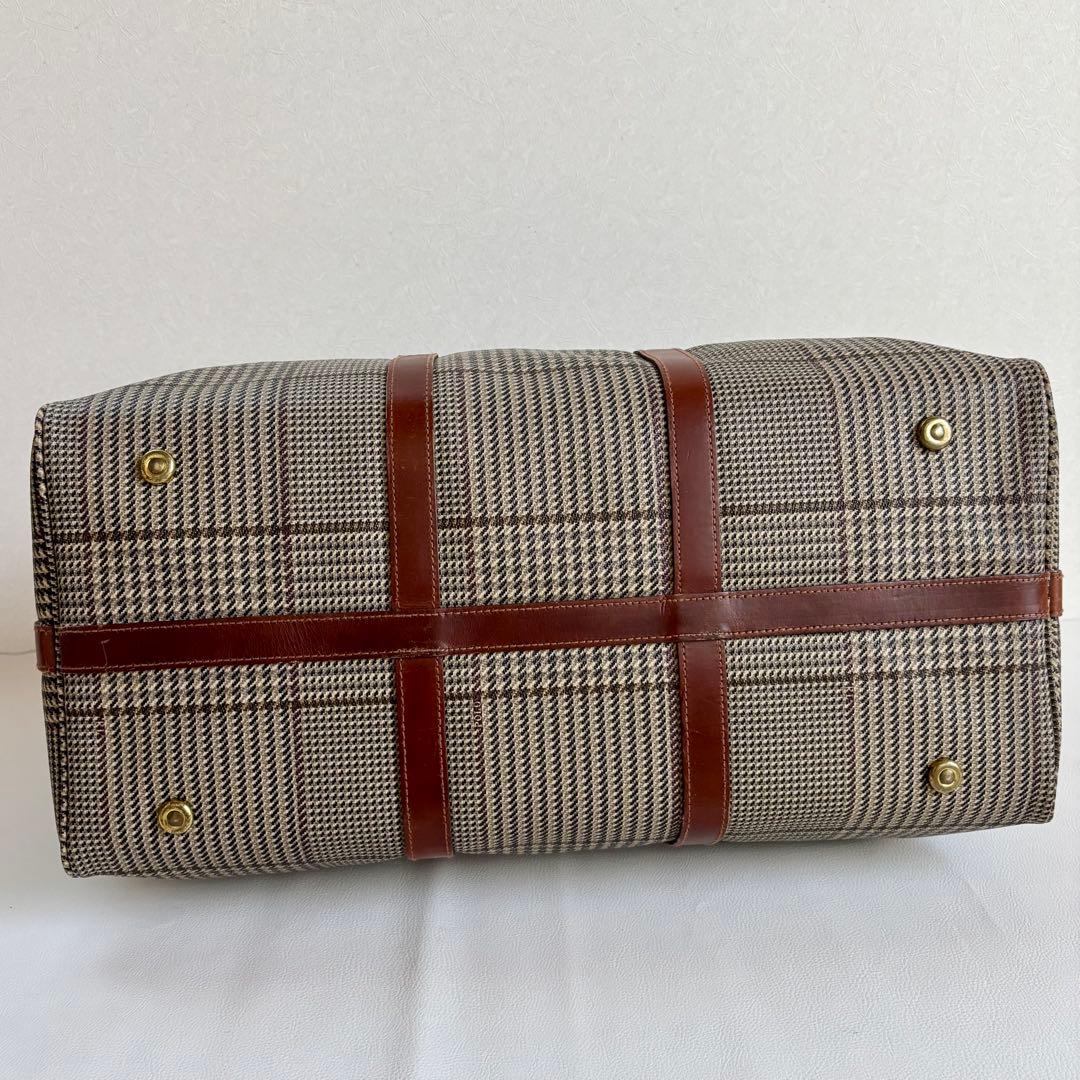 【良品】【ポロラルフローレン】千鳥格子 ボストンバッグ PVC レザー 2way