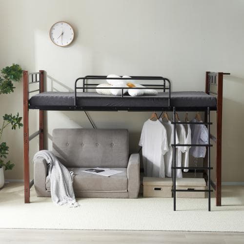 【高さ140cm】ロフトベッド パイプベッド シングル 耐荷重150kg システ