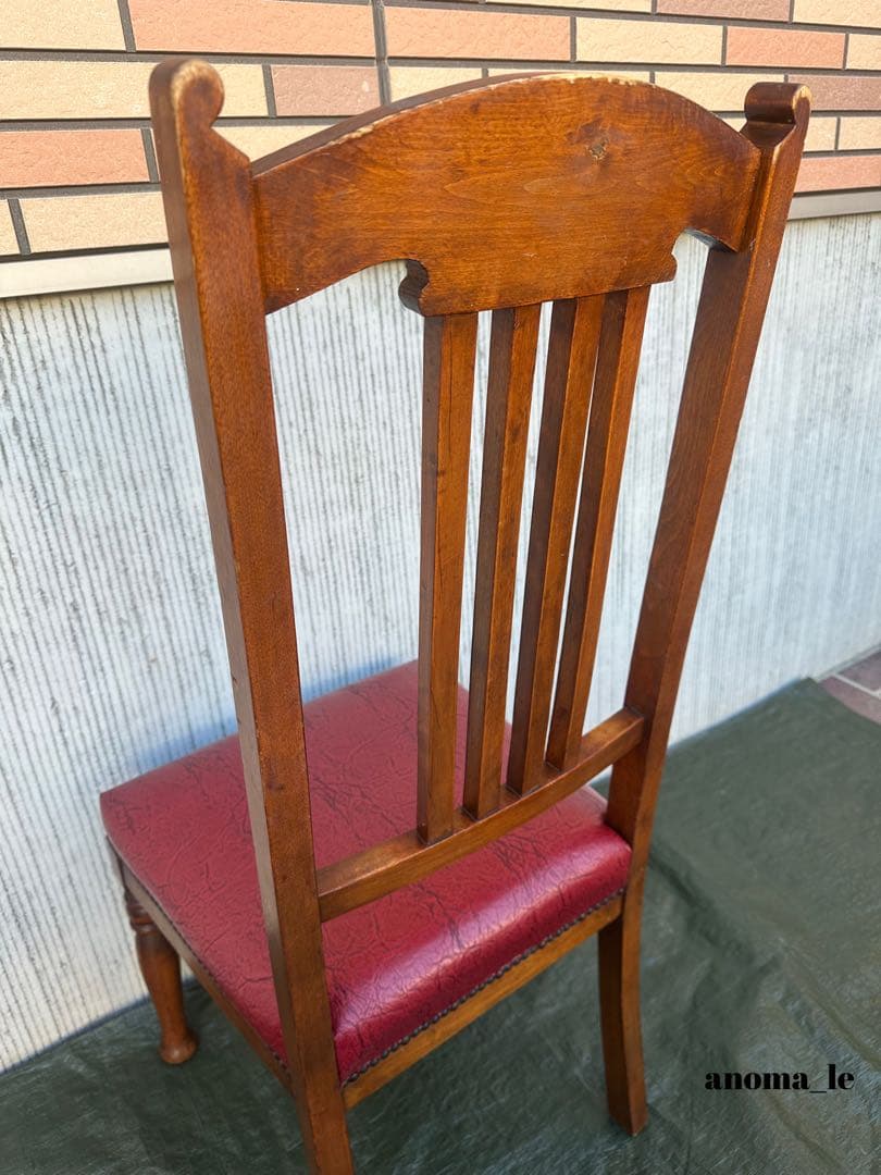 【ダイニングチェア】木製　ハイバック　スラットバックチェア　英国ヴィンテージ◎