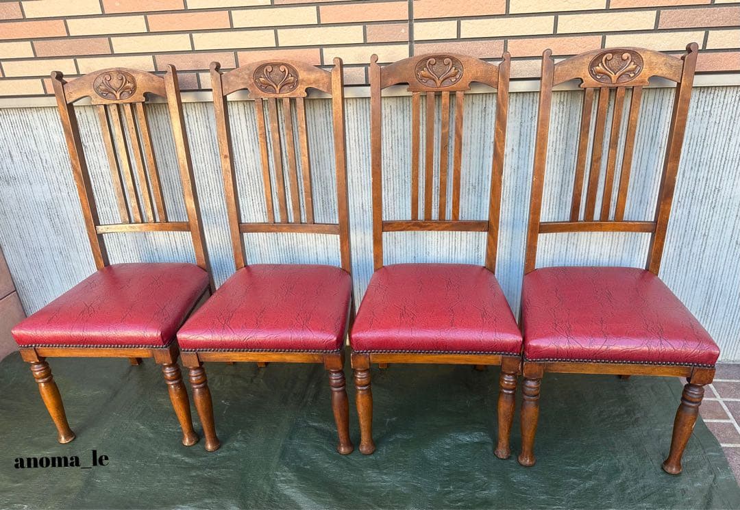 【ダイニングチェア】木製　ハイバック　スラットバックチェア　英国ヴィンテージ◎