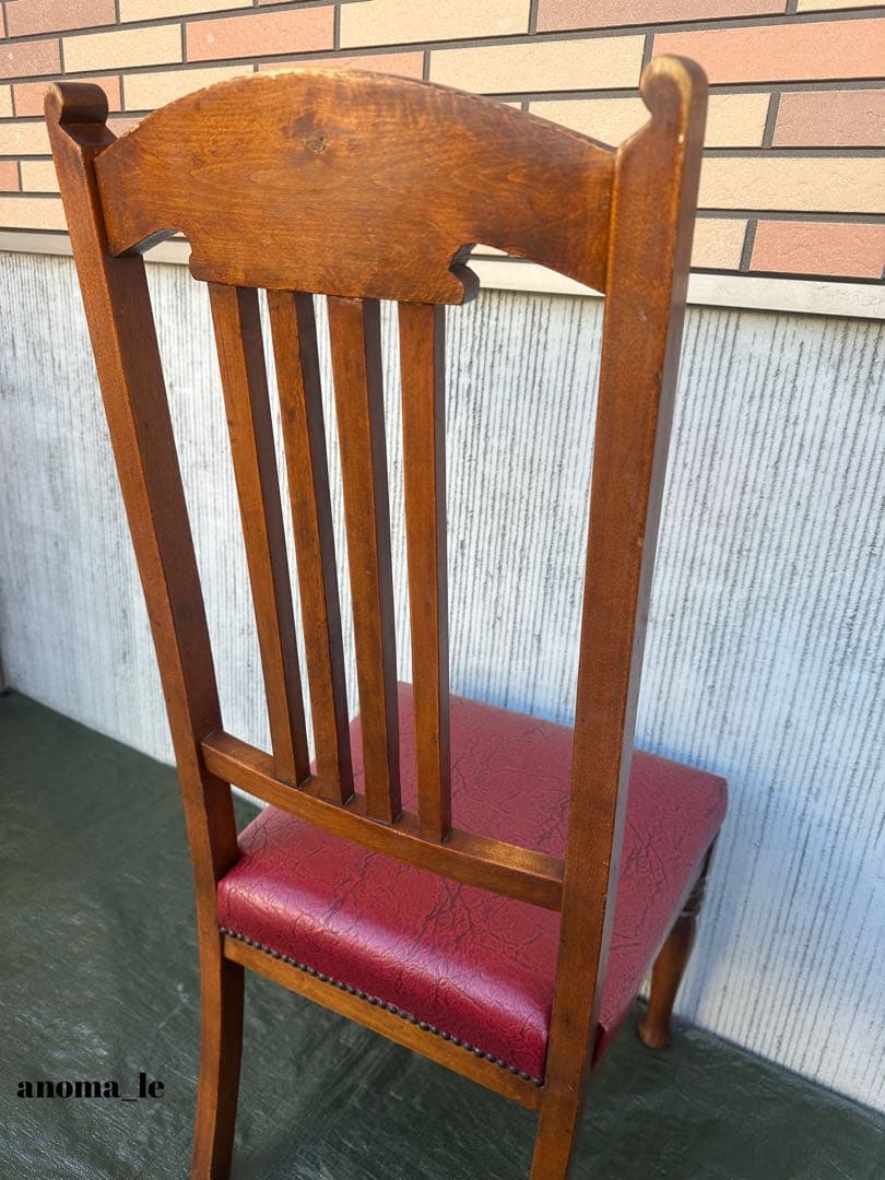 【ダイニングチェア】木製　ハイバック　スラットバックチェア　英国ヴィンテージ◎