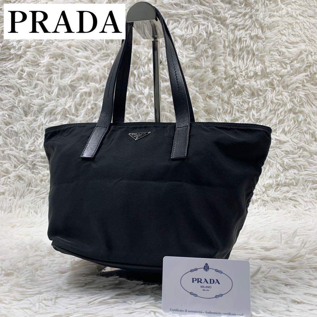 【✨極美品✨】プラダ トートバッグ 三角ロゴ 舟形 ナイロン ブラック