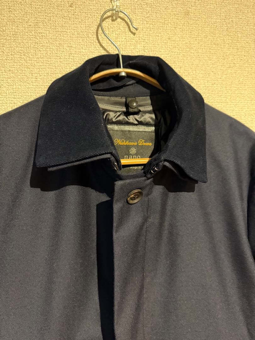 美品 ナノユニバース× 西川ダウン 3way ステンカラーコート 濃紺