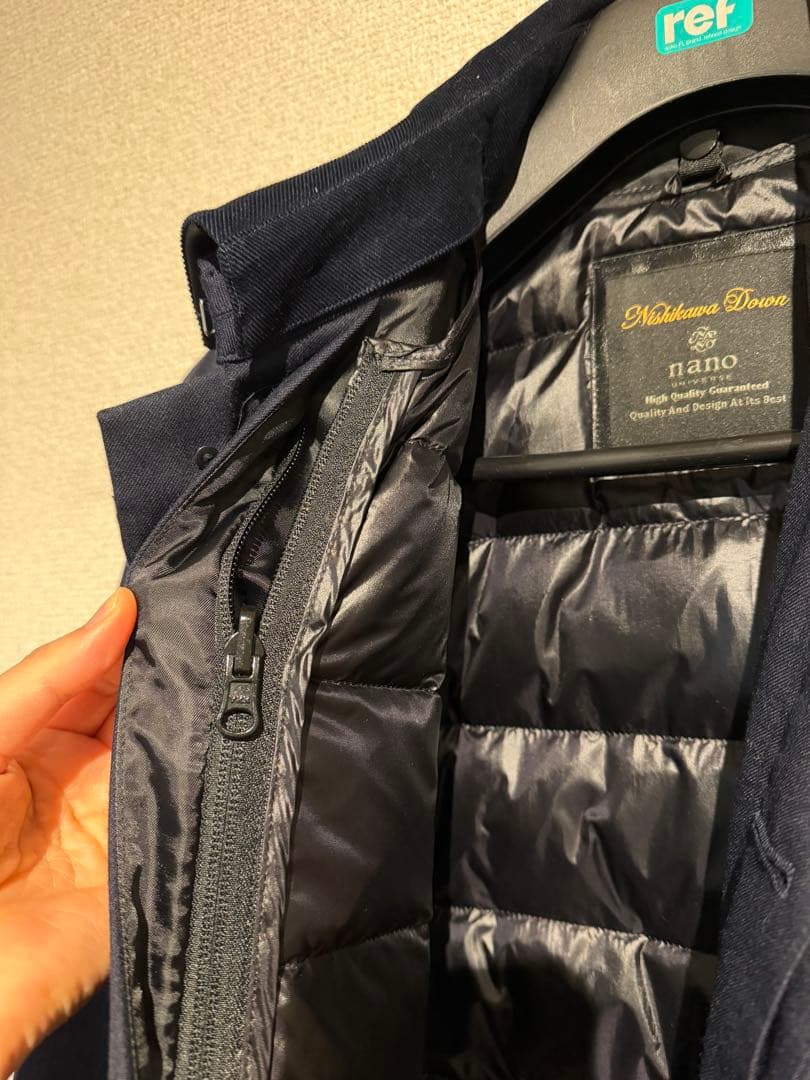 美品 ナノユニバース× 西川ダウン 3way ステンカラーコート 濃紺