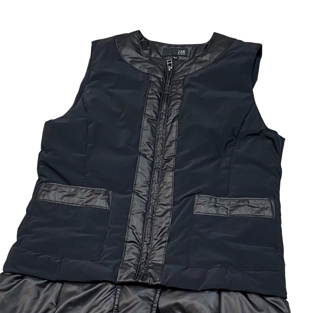 ニジュウサンクゴルフ ノースリーブ ダウン スカート ワンピース M/L 黒