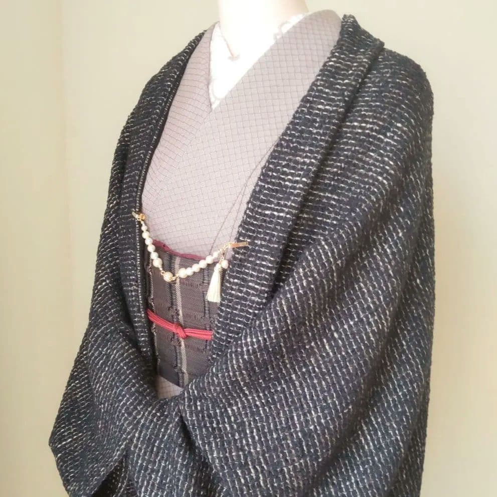 国産ふんわりツイード/ブラック（黒）・モモンガカーディガン