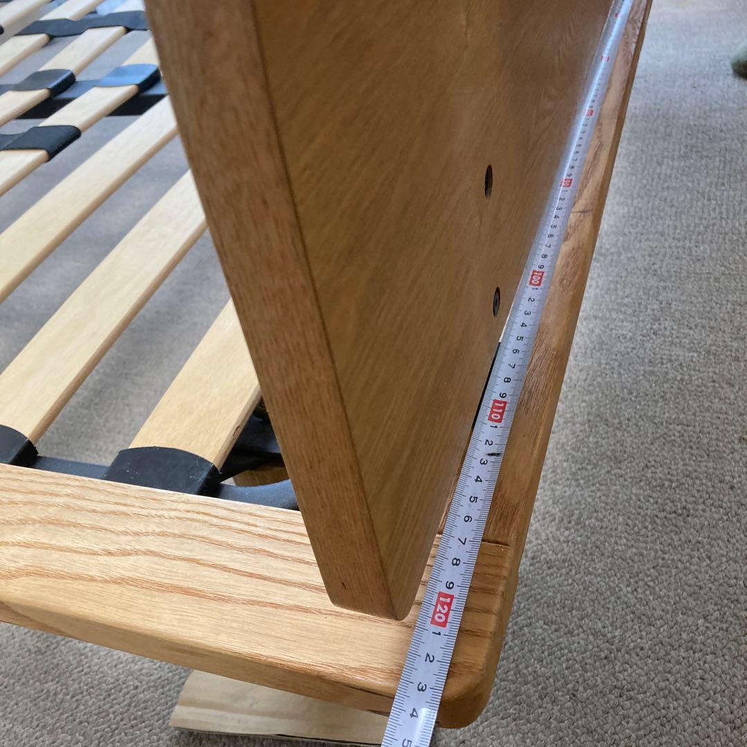 セミダブルベッド（ヘッドボード・脚・マットレス込み）無印良品タモ材 生活の跡あり