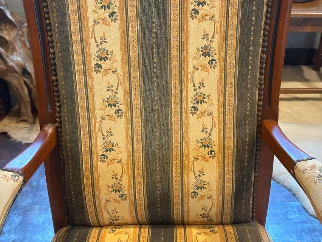 輸入家具　クラシック　ヨーロピアン　ストライプ　ハイバックチェア　アーム　SZ