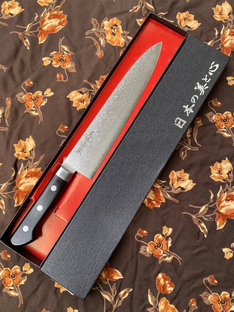 「天味寿楽」牛刀包丁 240mm VG10 ダマカス