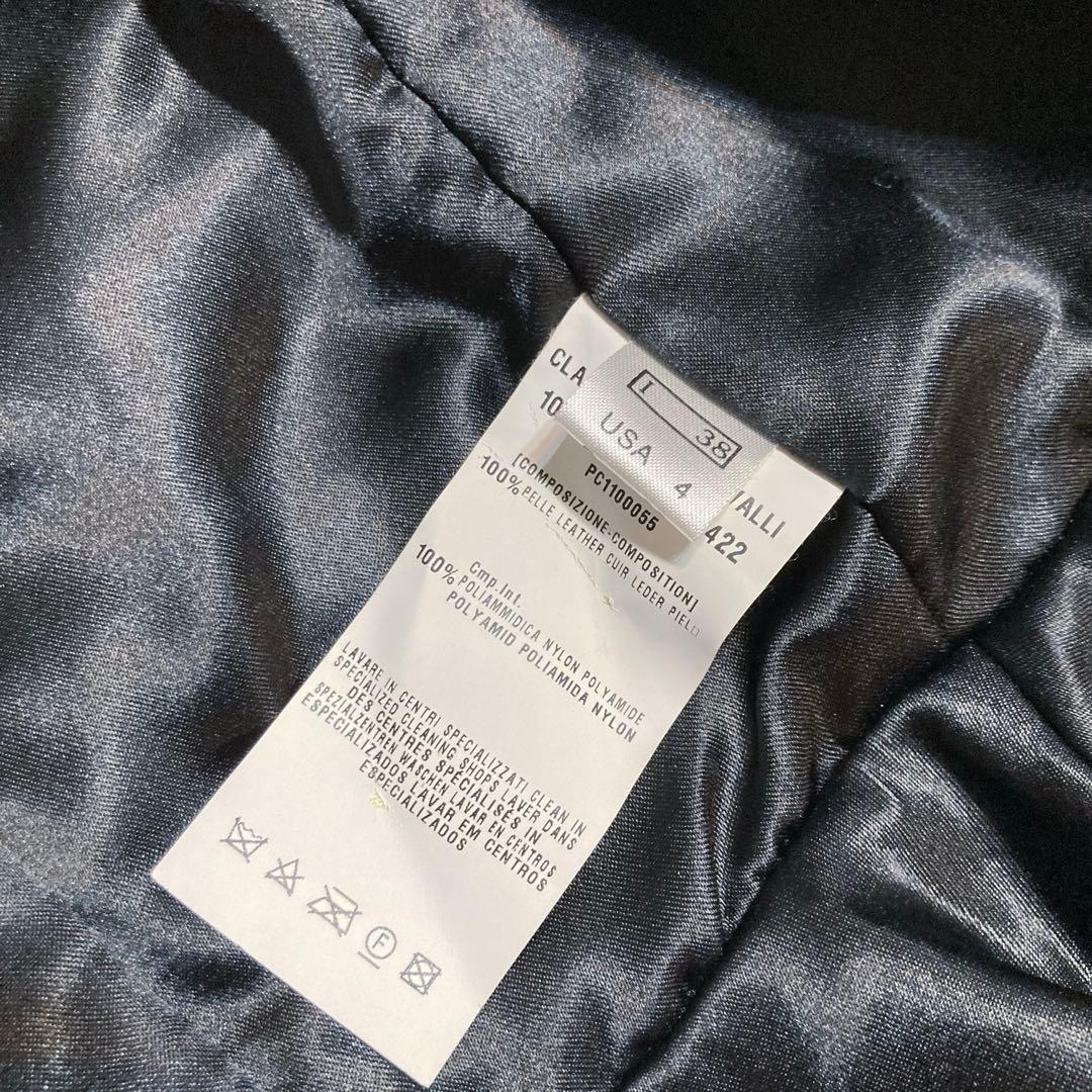 ロベルトカバッリ 希少 ラムレザージャケット ギャザー ペプラム 黒