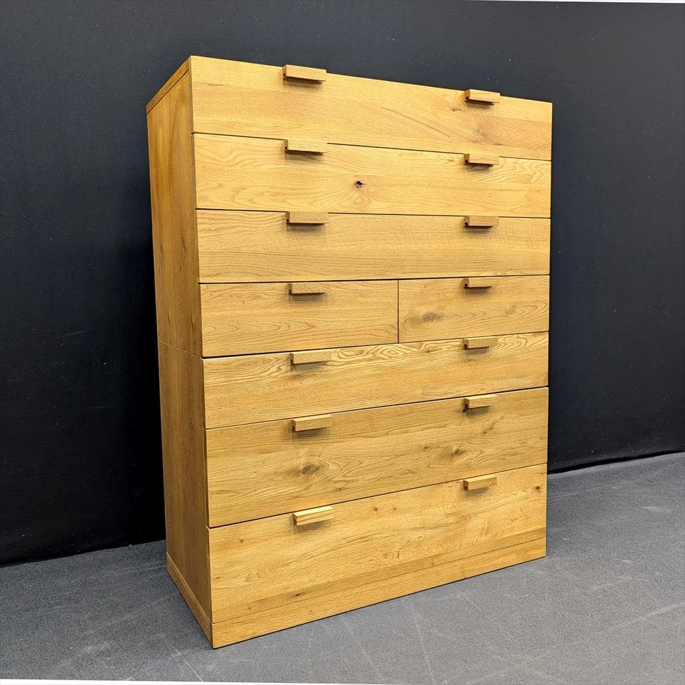 常盤家具　楢 ナラ材　無垢　節有り　リビングチェスト　ハイチェスト　箪笥　タンス