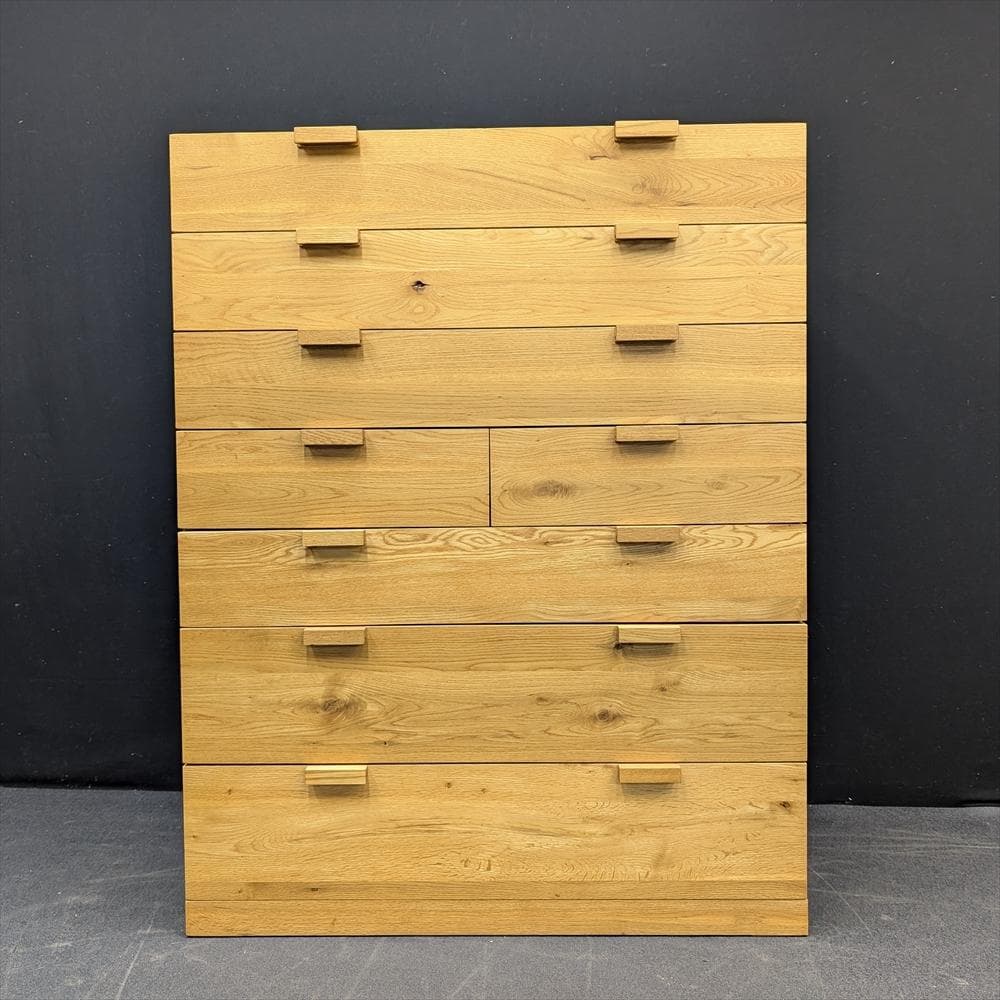 常盤家具　楢 ナラ材　無垢　節有り　リビングチェスト　ハイチェスト　箪笥　タンス