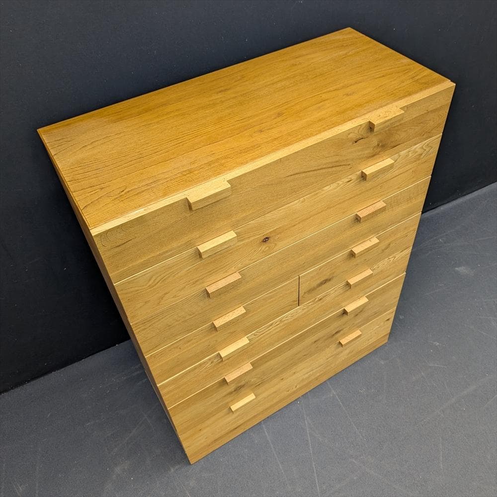 常盤家具　楢 ナラ材　無垢　節有り　リビングチェスト　ハイチェスト　箪笥　タンス