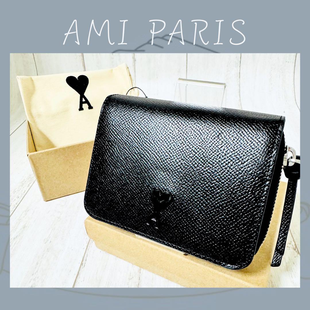 未使用級✨AMIParis アミパリ 箱付レザーウォレット 二つ折 ミニ財布