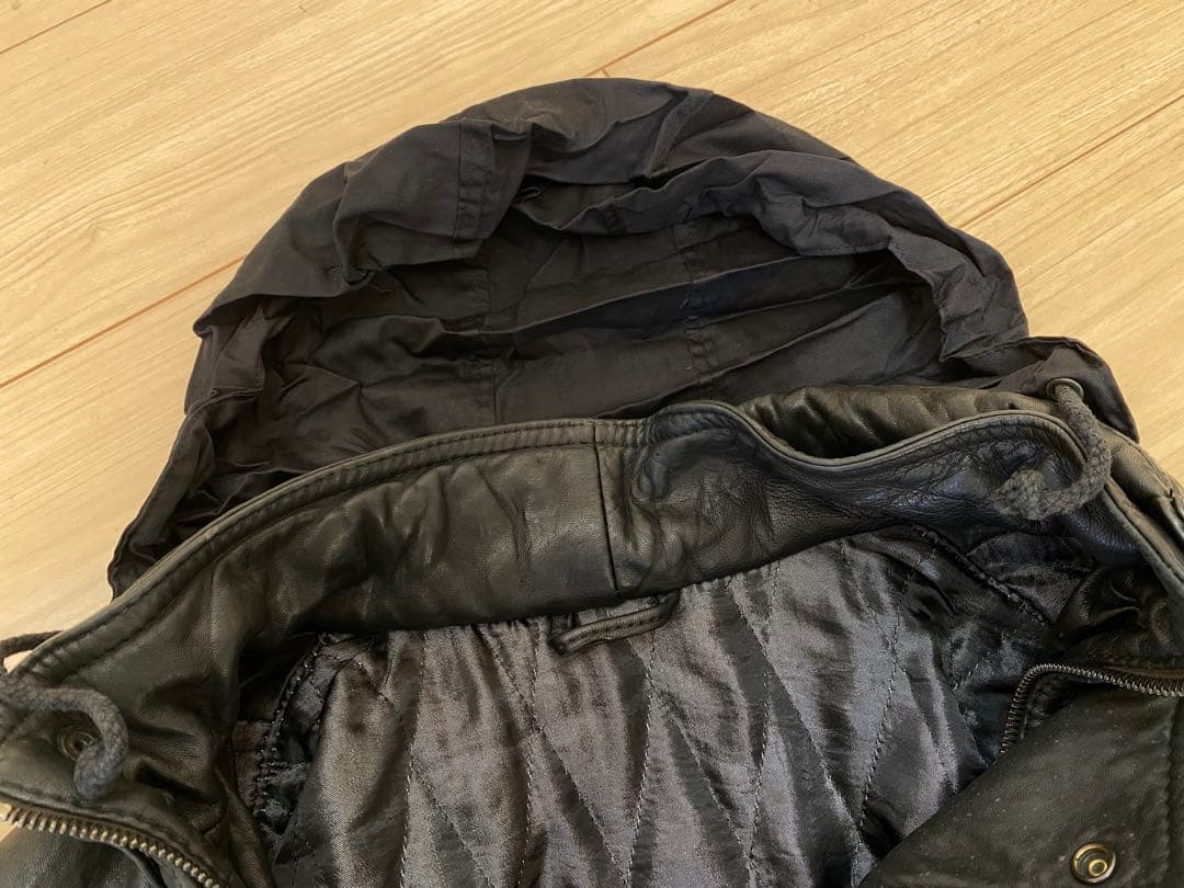 RUFFO （ルッフォ） レザージャケット ブラック ダブルポケット フード付き