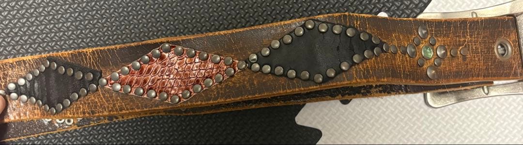 HTC スタッズベルト #53 ピーナッツ ブラウン 38インチ エイジング極上