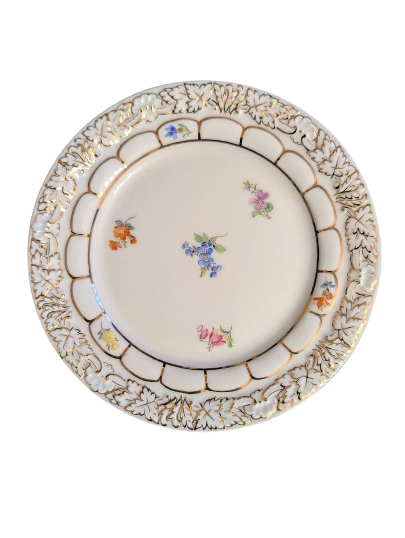 【極美品 1級品】マイセン 散らし小花 金彩 葉文様 プレート 13.8cm