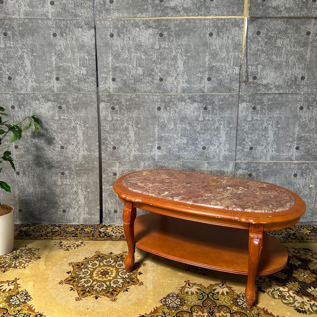 ꧁クラシック家具꧂大理石リビングテーブル センター ロー ソファ 机 猫脚