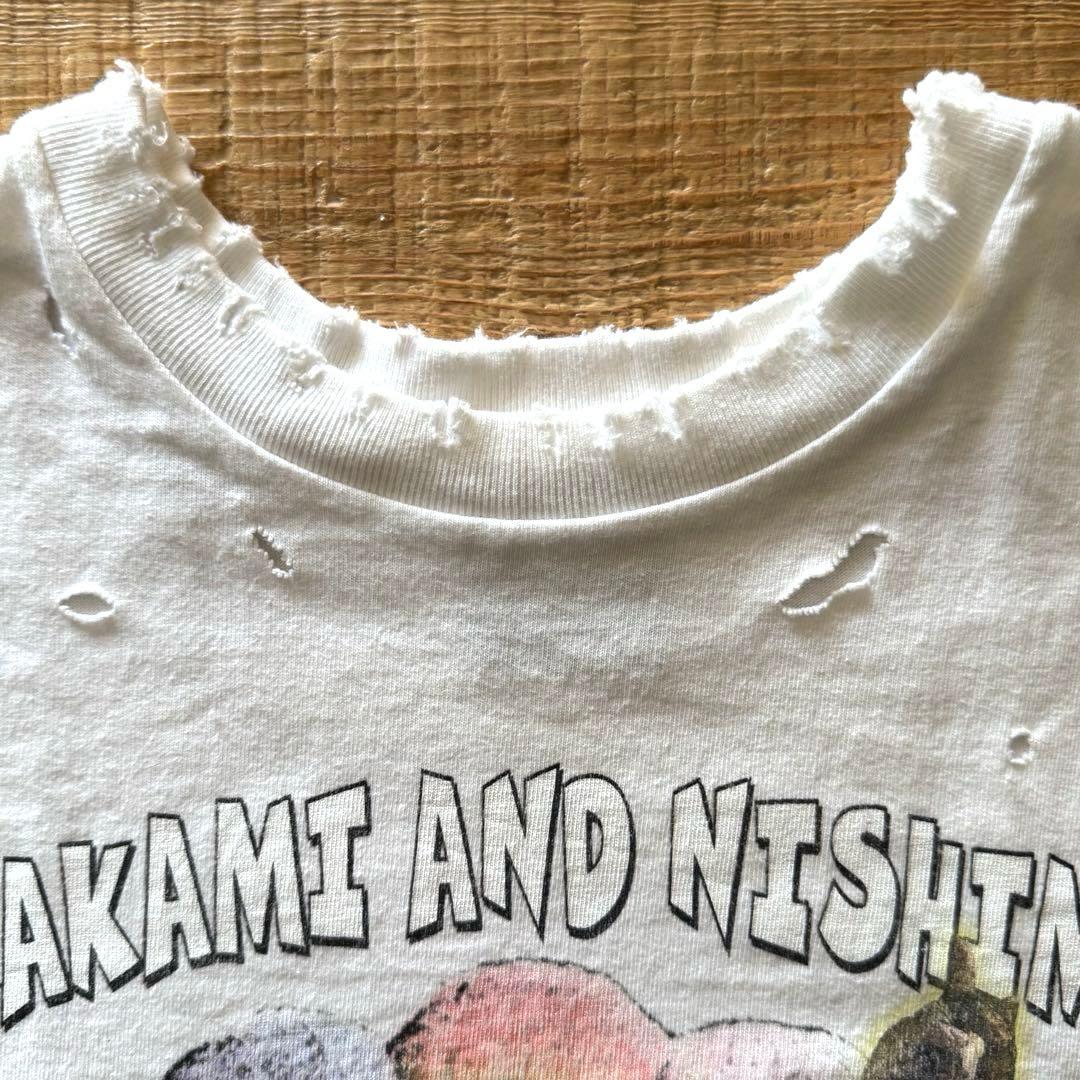 【美品】カイカイキキ　両面プリントTシャツ　ダメージ加工　村上と西本　XL