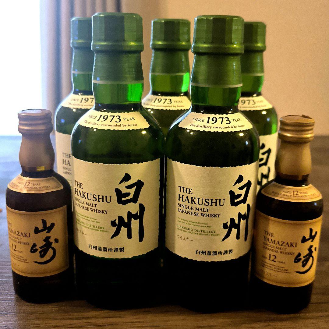 白州 シングルモルトウイスキー 180ml5本　山崎 ミニボトル2本付 新品