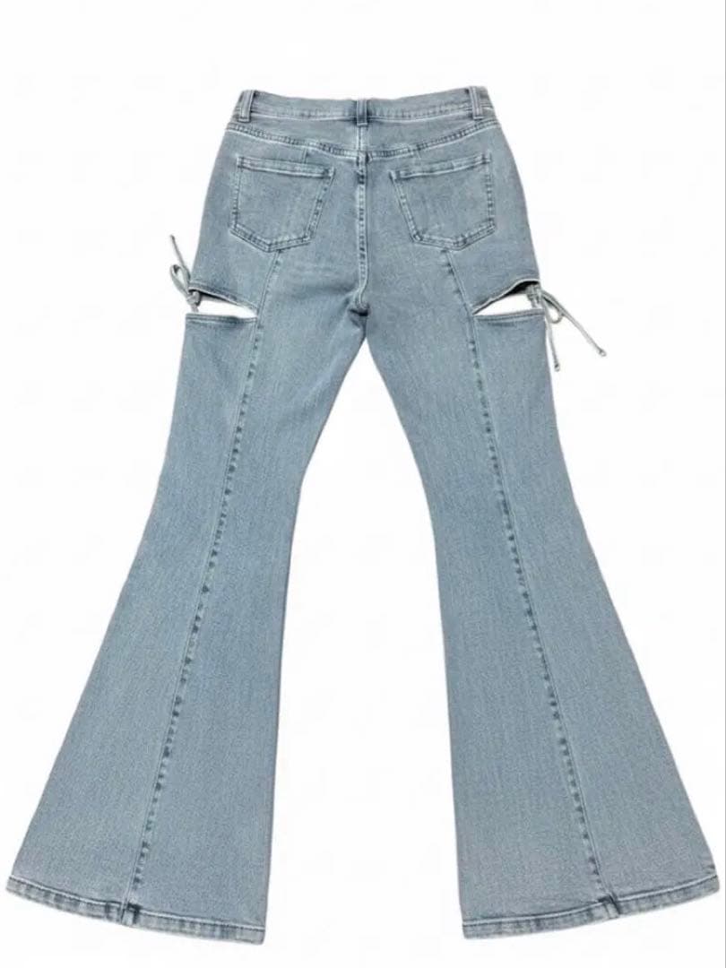 美品 RESEXXY カットアウトリボンデニムパンツ アイスブルー Sサイズ