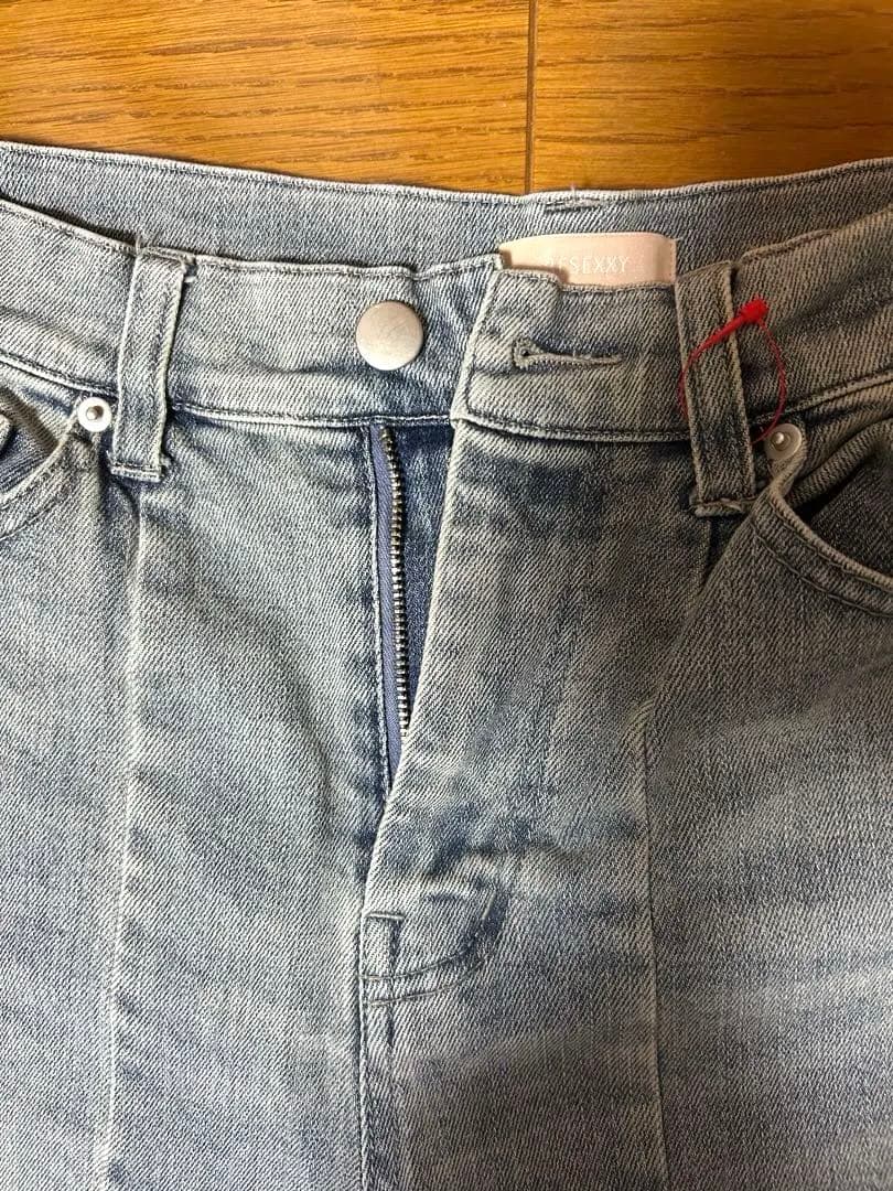 美品 RESEXXY カットアウトリボンデニムパンツ アイスブルー Sサイズ