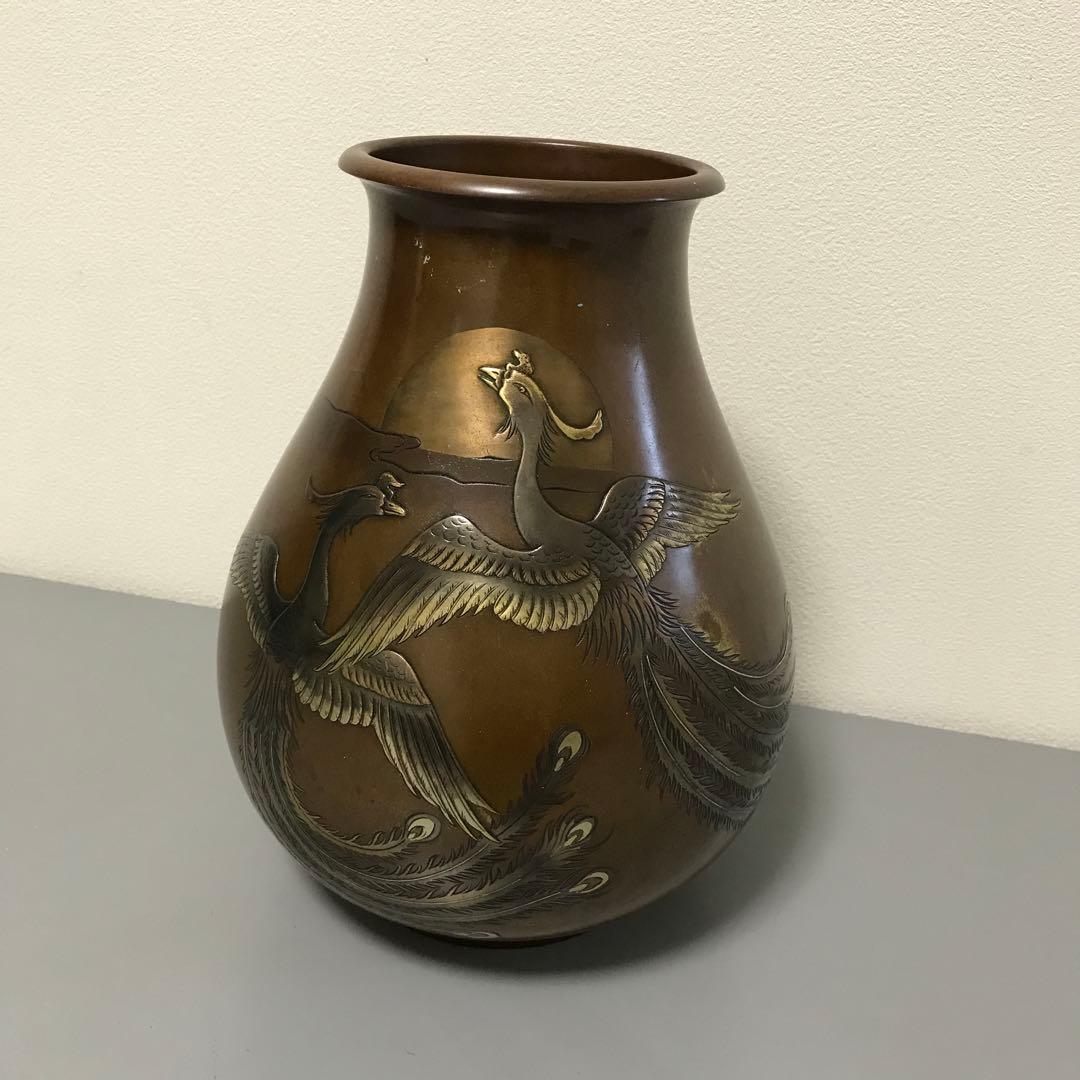 【貴重】ちょっと贅沢な傘立てにも！骨董壷.花器　金属製　作家名前刻印有り